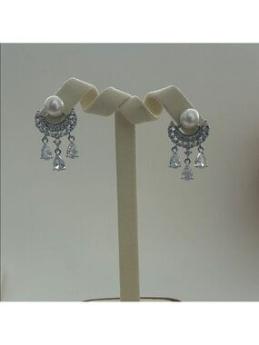 Elegant Silver Earrings and Pearl Earrings|Sterling silver posts
